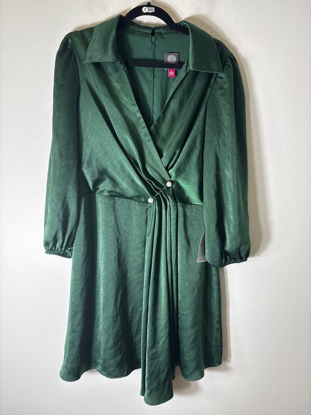 NWT Vince Camuto Emerald Green Long Sleeve Knee Length Dress sz 12
